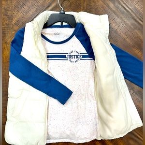 Justice Long Sleeve Shirt and Puff Vest